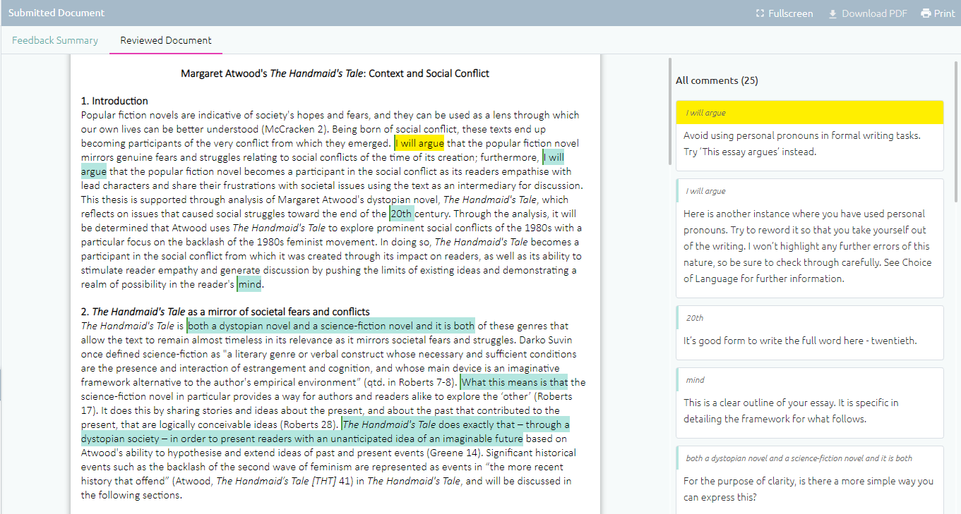 Essay service feedback